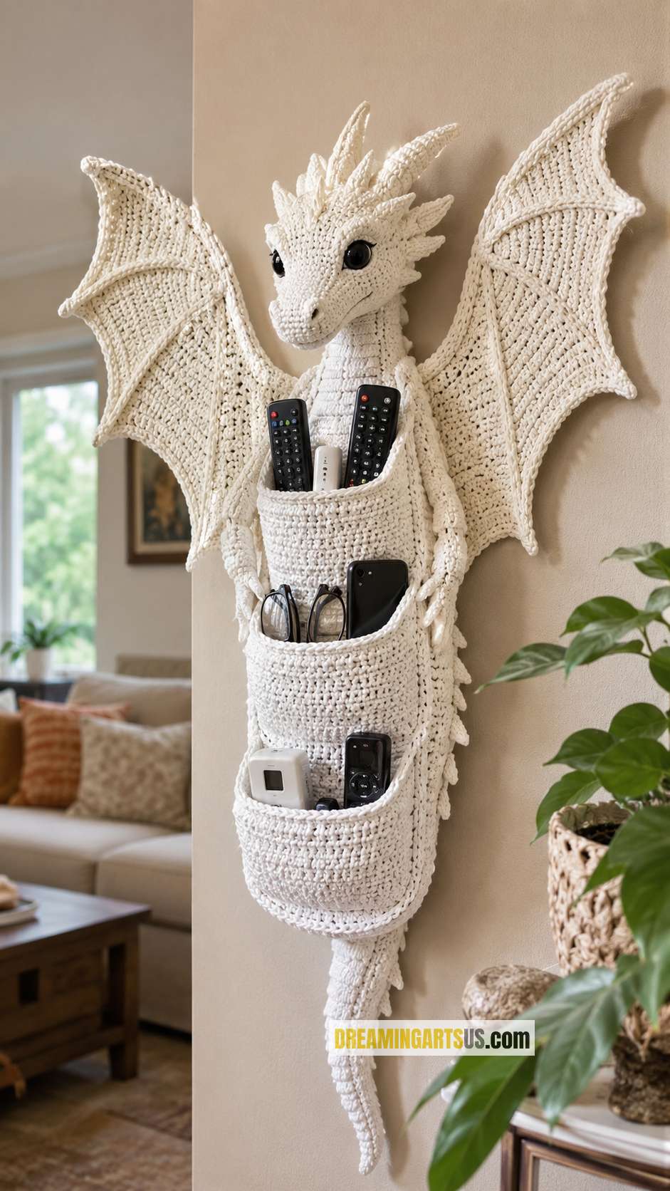 Crochet Dragon Wall Organizer
