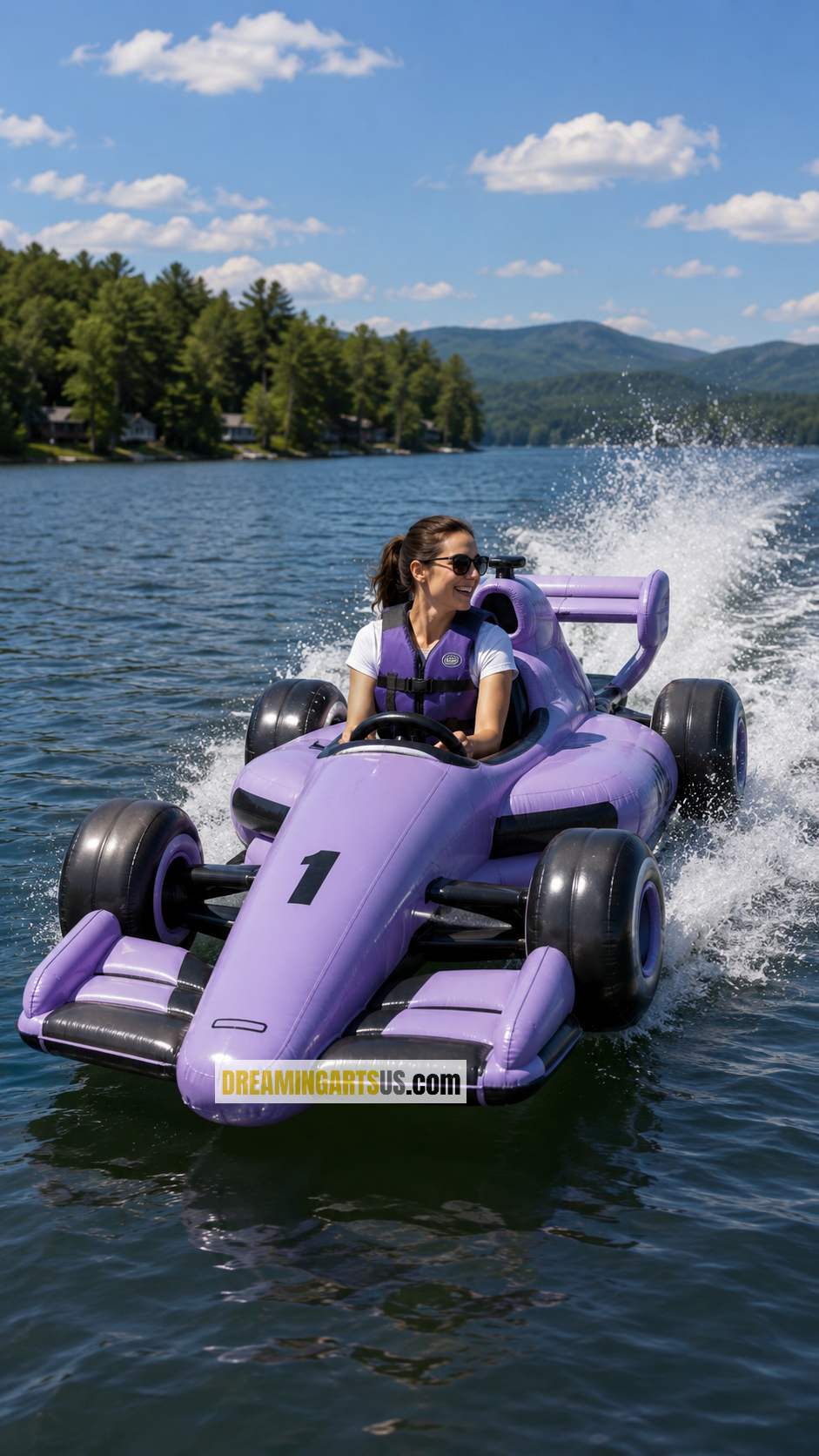F1 race car-shaped inflatable boat