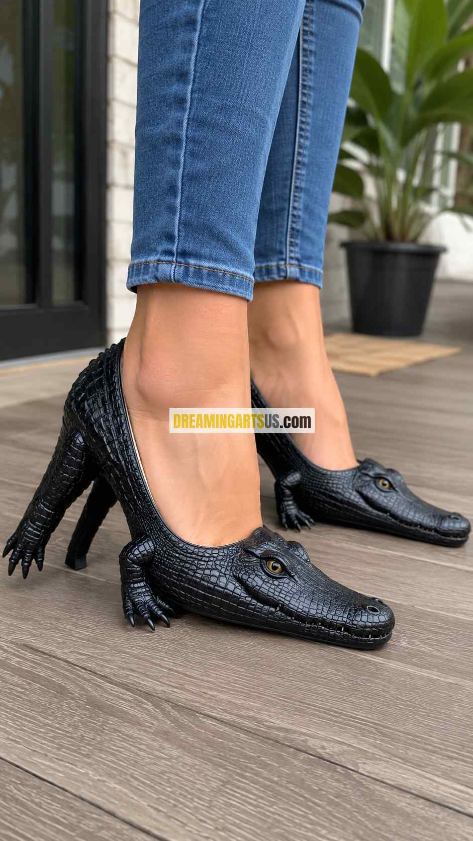 crocodile-inspired high heels