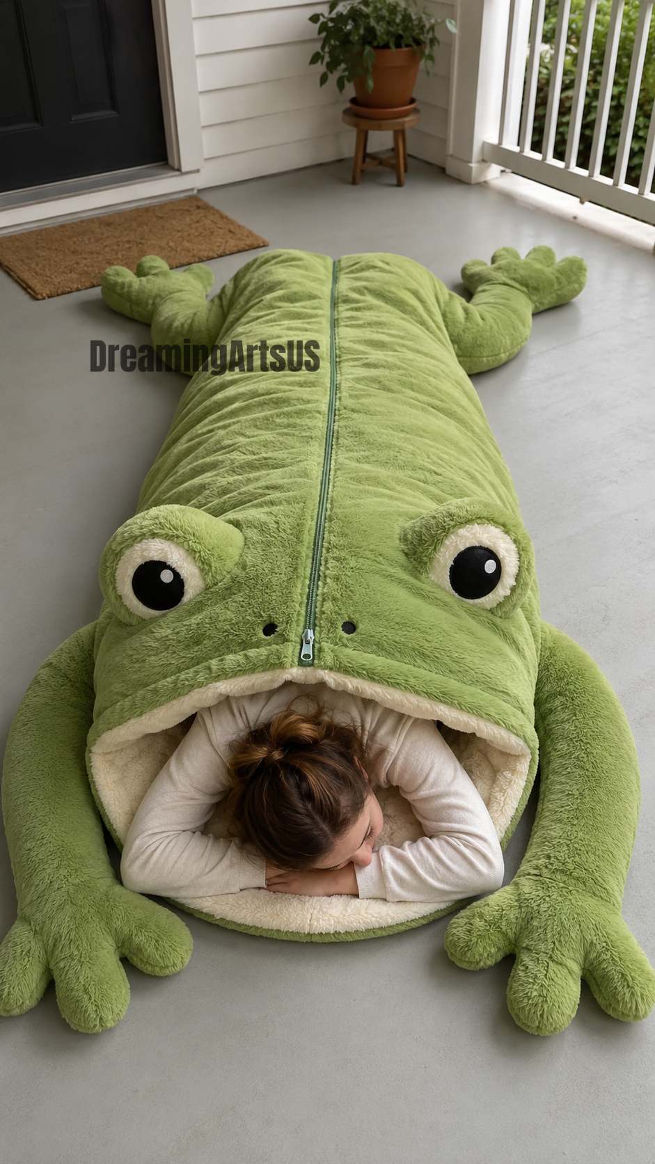 giant frog-shaped sleeping bags