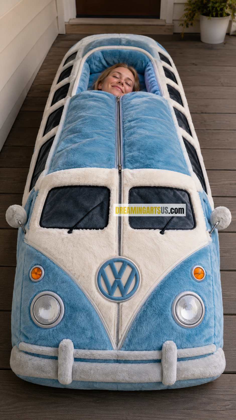 VW bus shaped sleeping bag