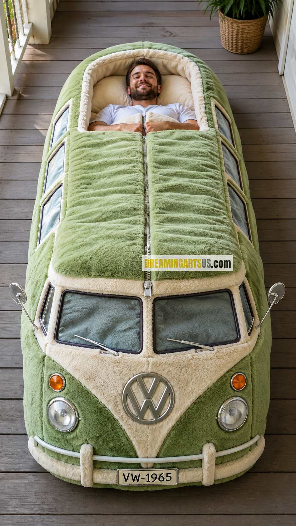 VW bus shaped sleeping bag