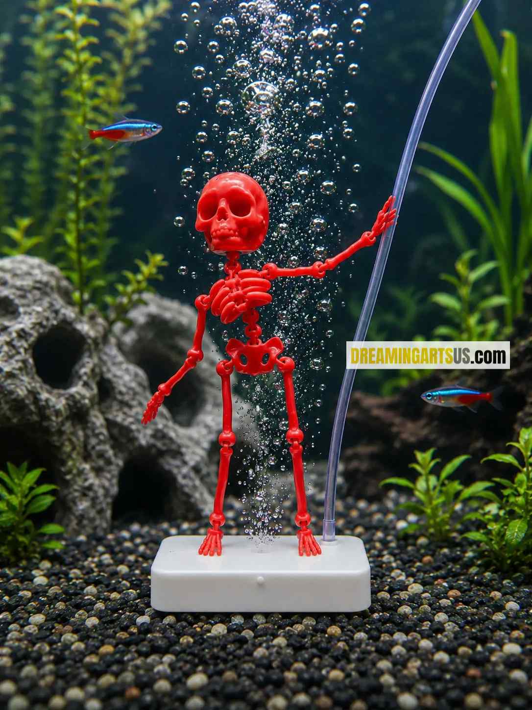 skeleton shaped fish tank bubbler