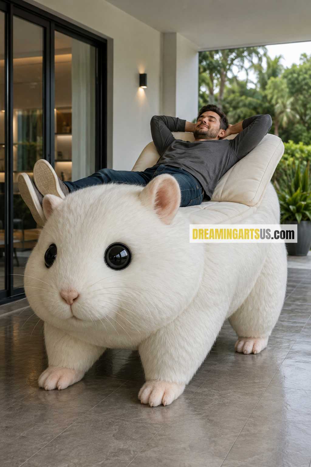 fluffy hamster-shaped recliner