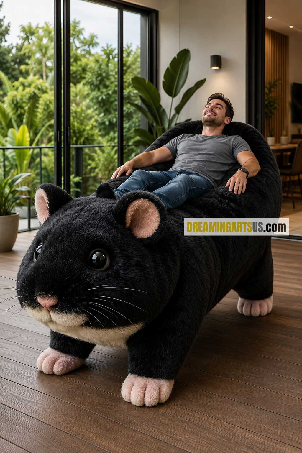 fluffy hamster-shaped recliner