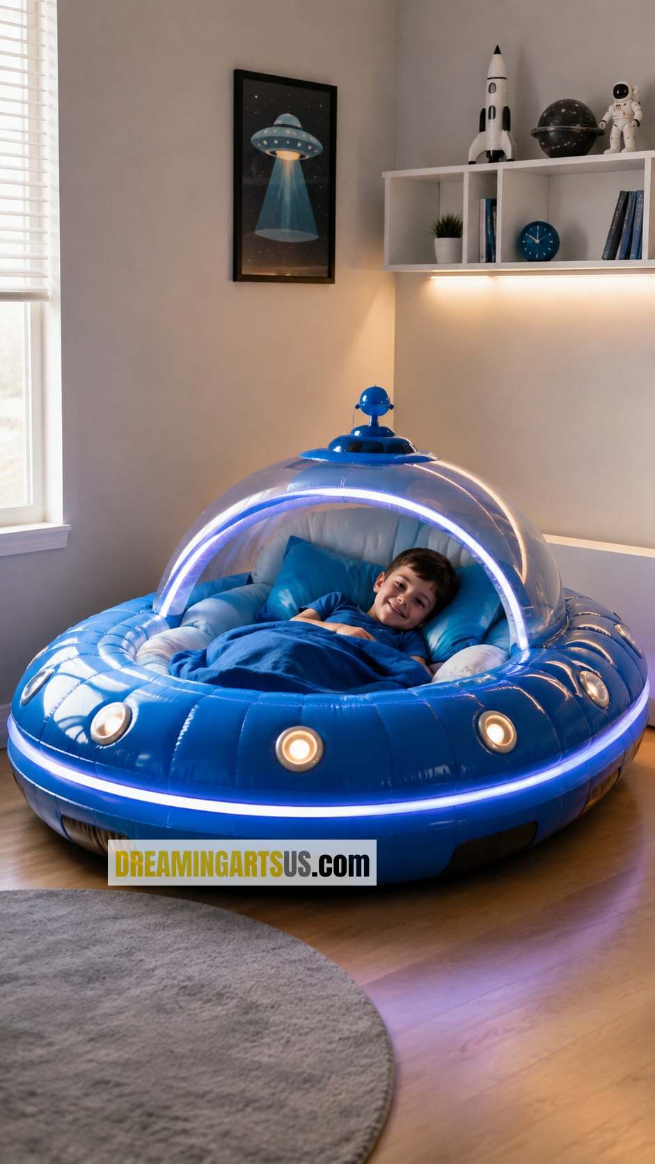 UFO shaped inflatable beds