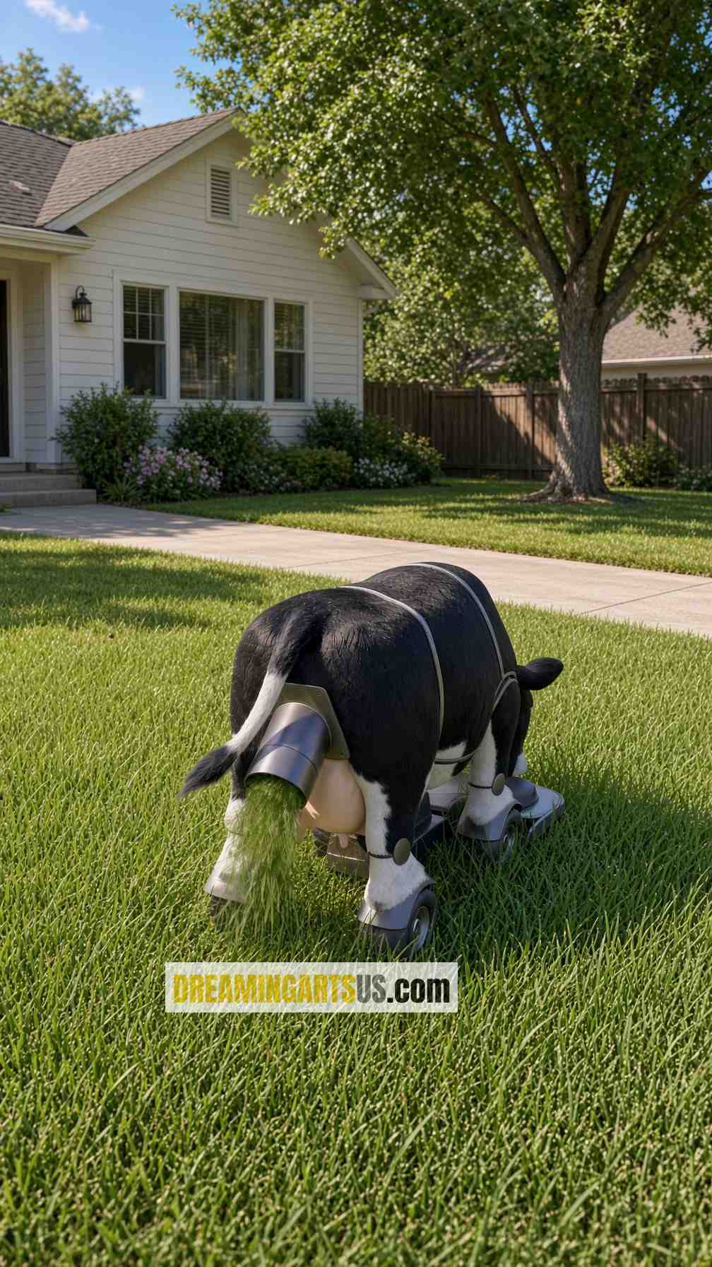 Angus cow-shaped lawnmower