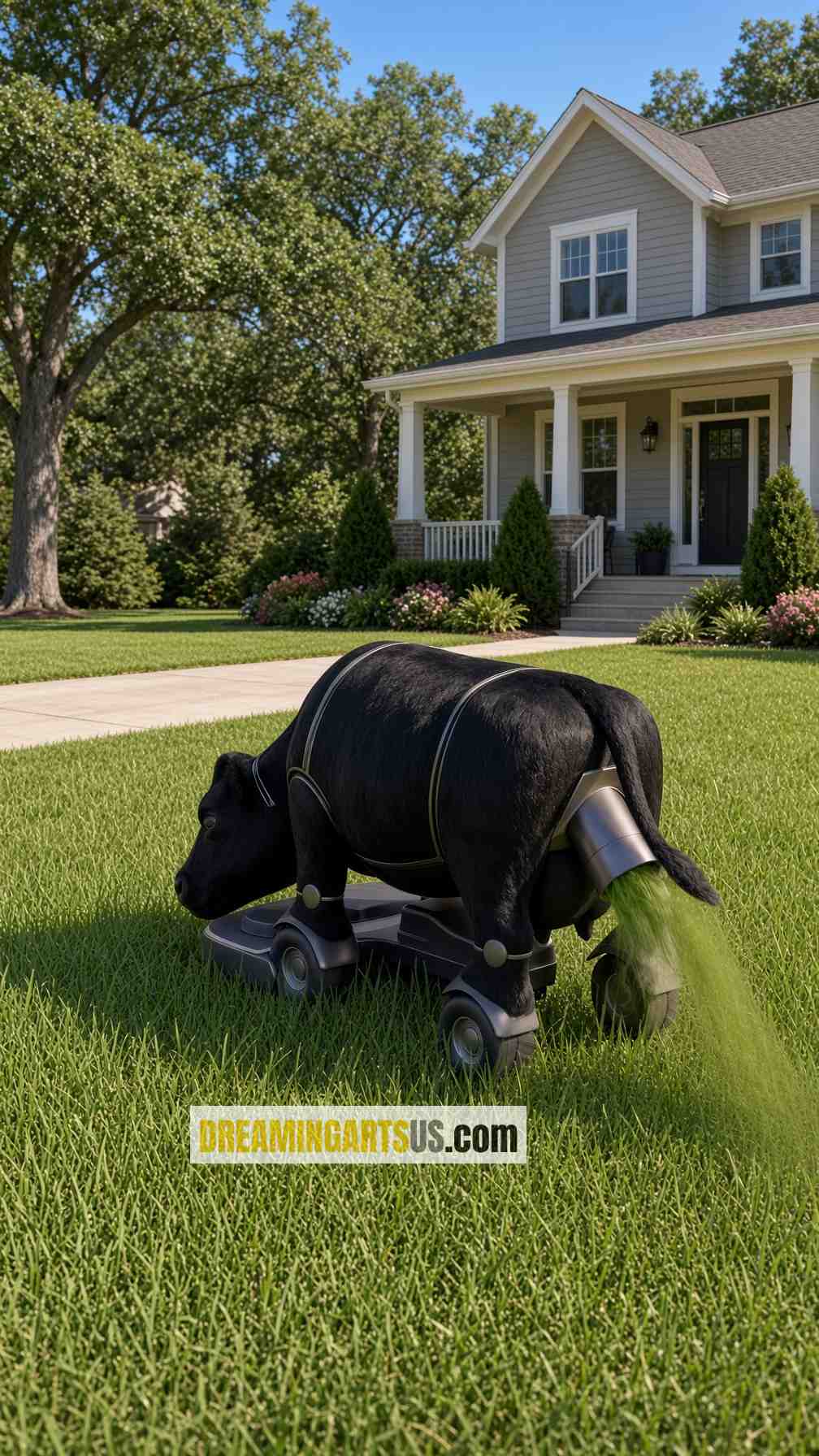 Cute Angus Cow Lawnmowers