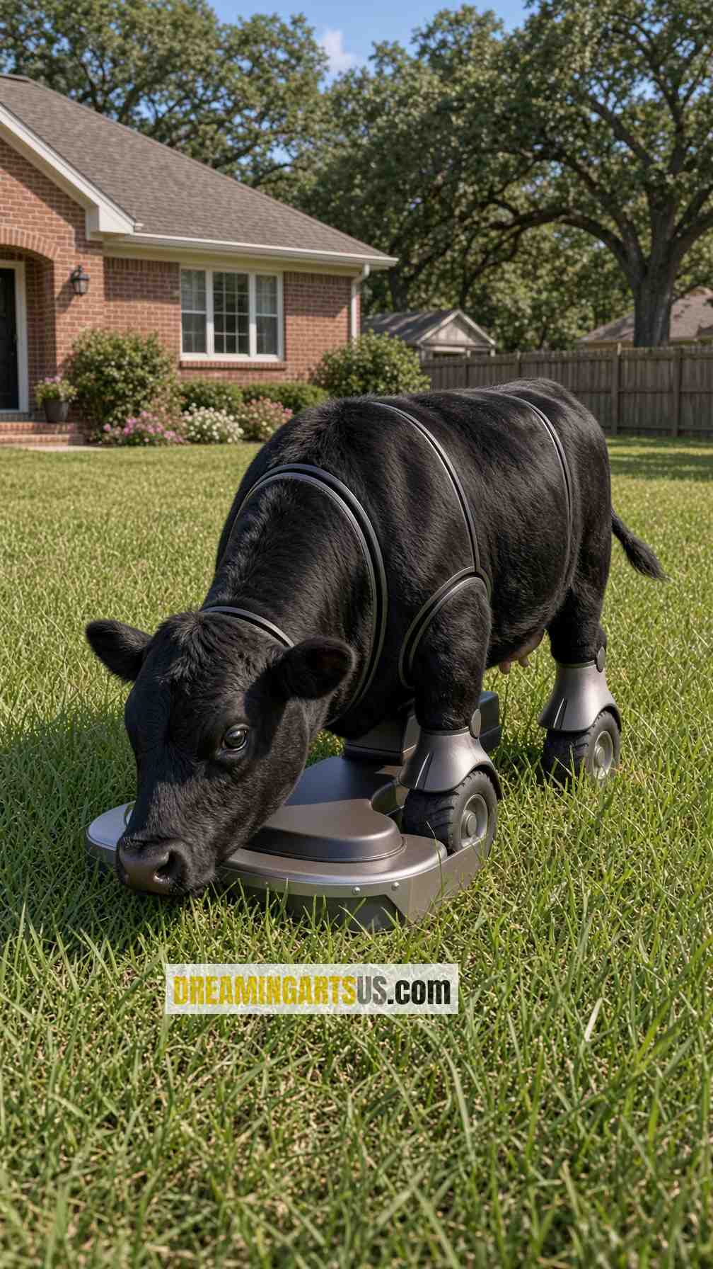 Cute Angus Cow Lawnmowers