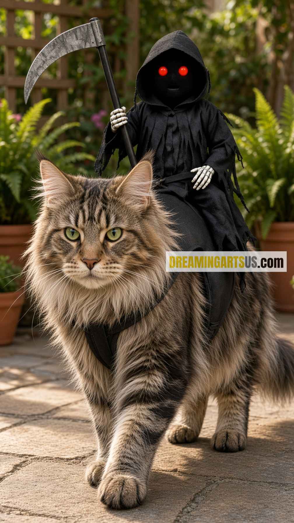 Grim Reaper riding cat costume