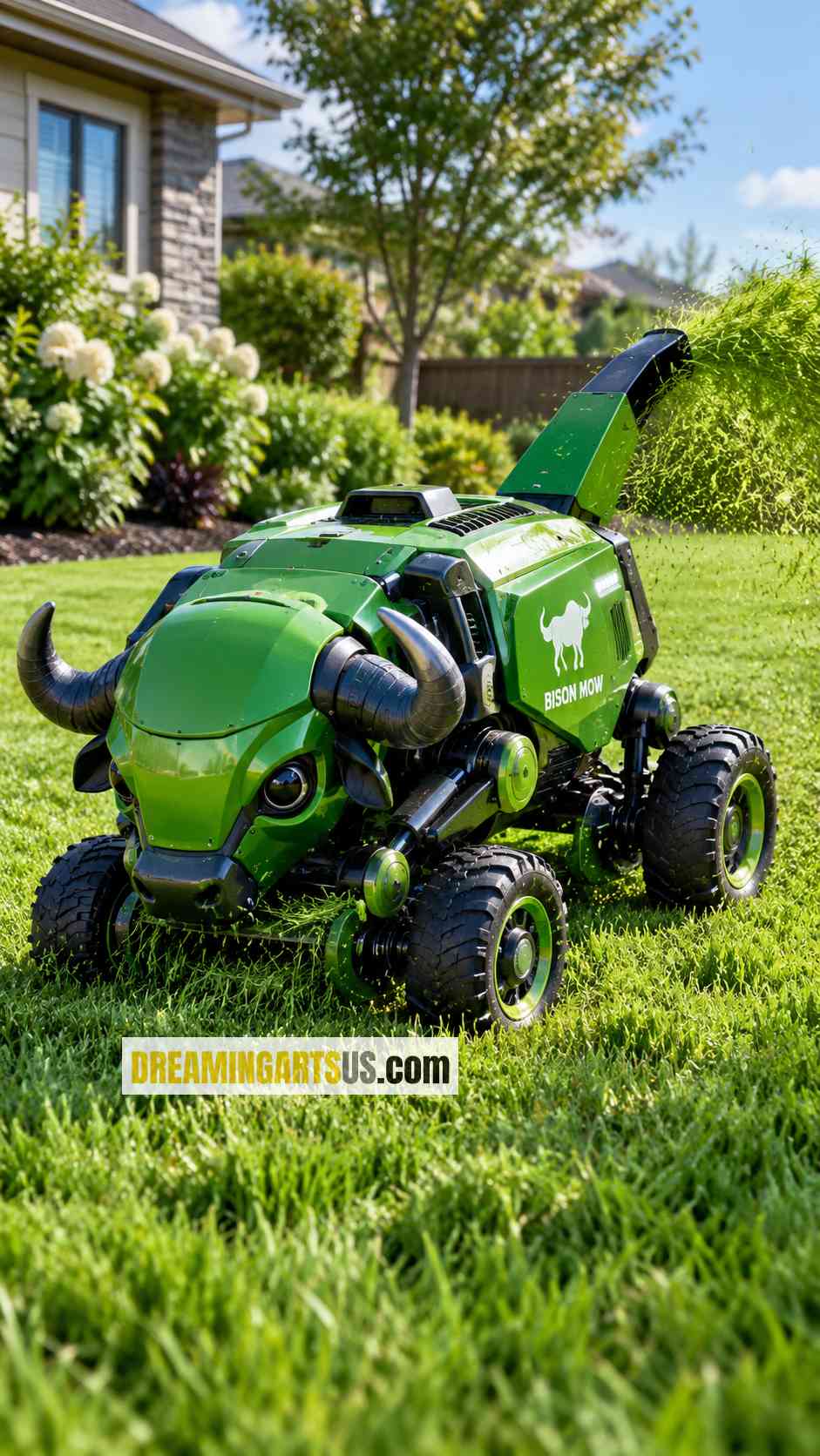 buffalo-shaped lawnmower robot